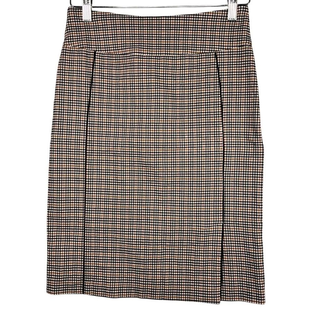 Margaret M Plaid Pencil Skirt Stretch‎ Pull On Comfortable Small Black Orange
